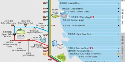 Hong Kong ding ding tramvaja karte