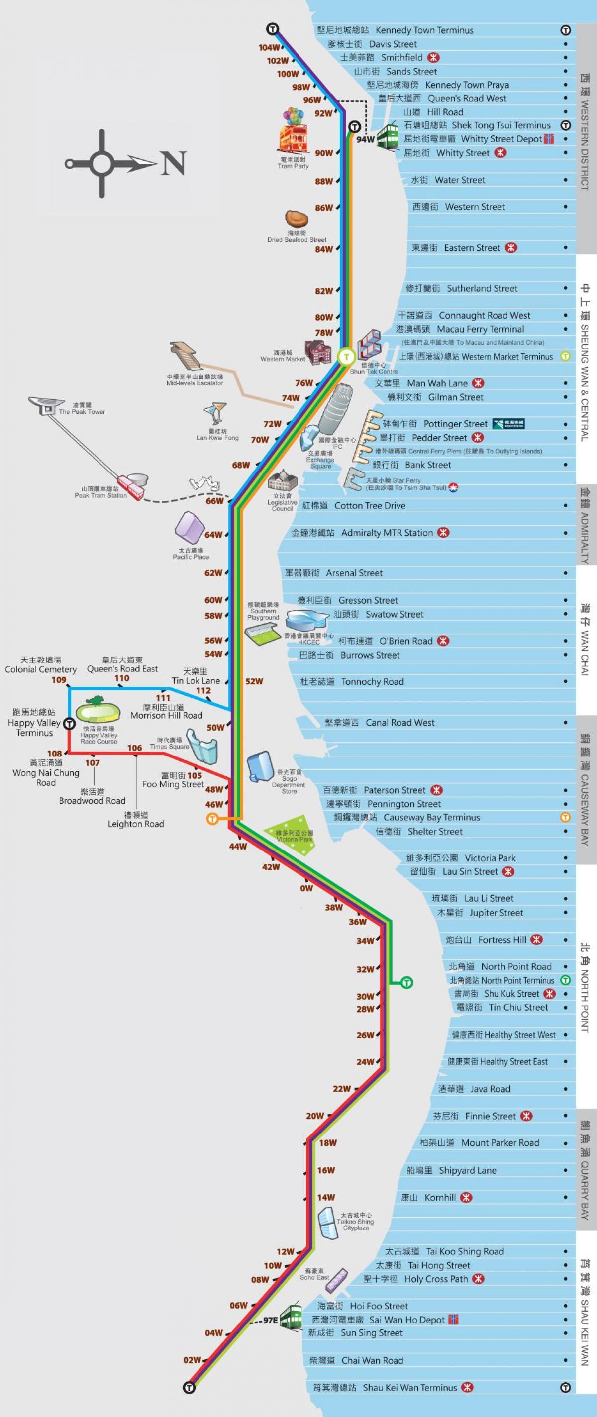 Hong Kong ding ding tramvaja karte