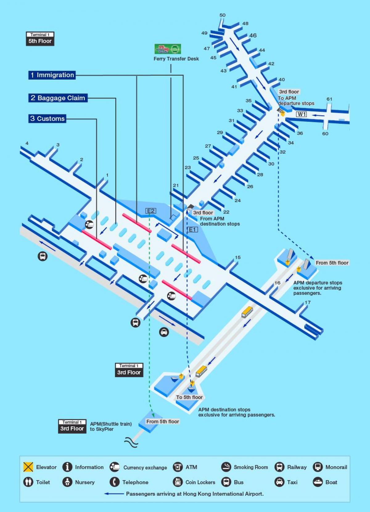 Honkongas lidostas vārtiem karte