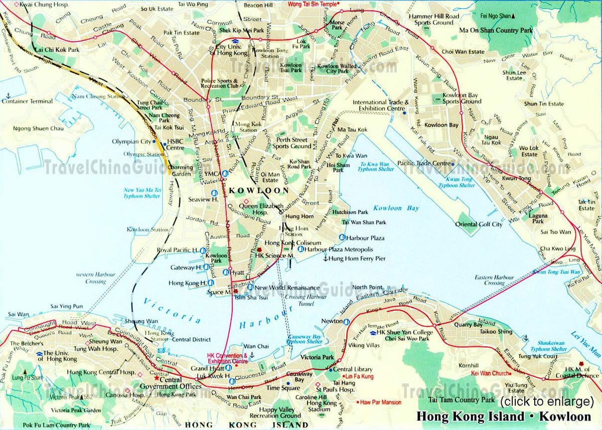 centrā Hong Kong karte