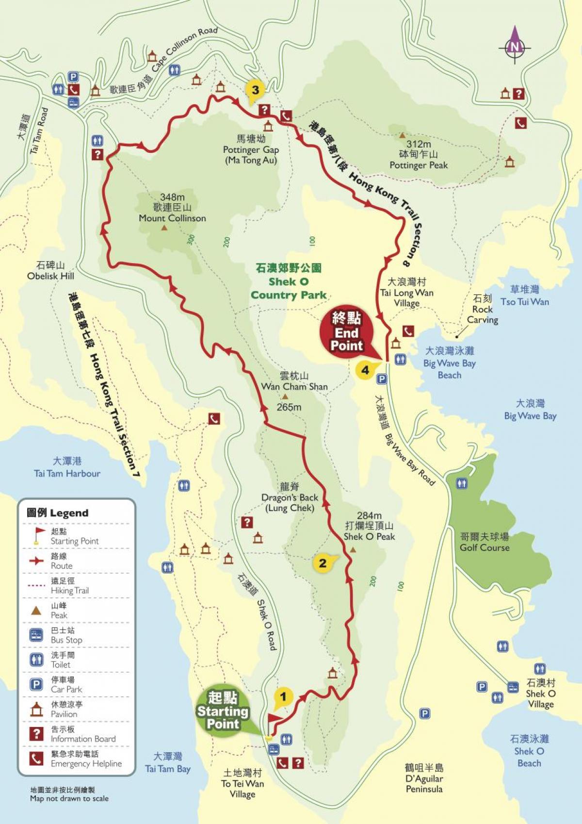 pārgājienu kartē Hong Kong