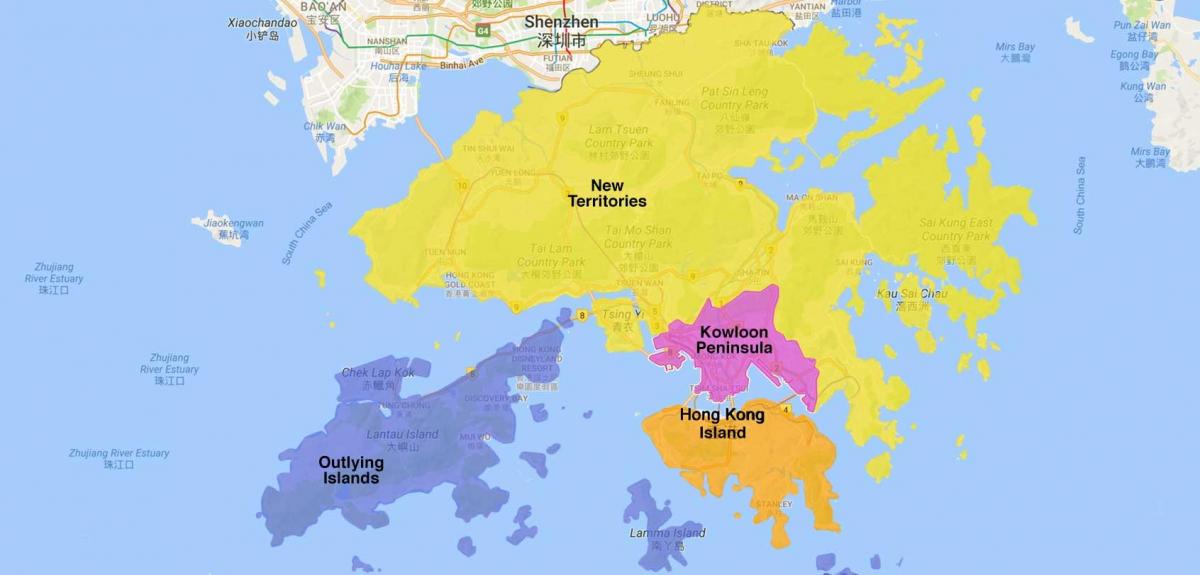 karte Hong Kong jomā