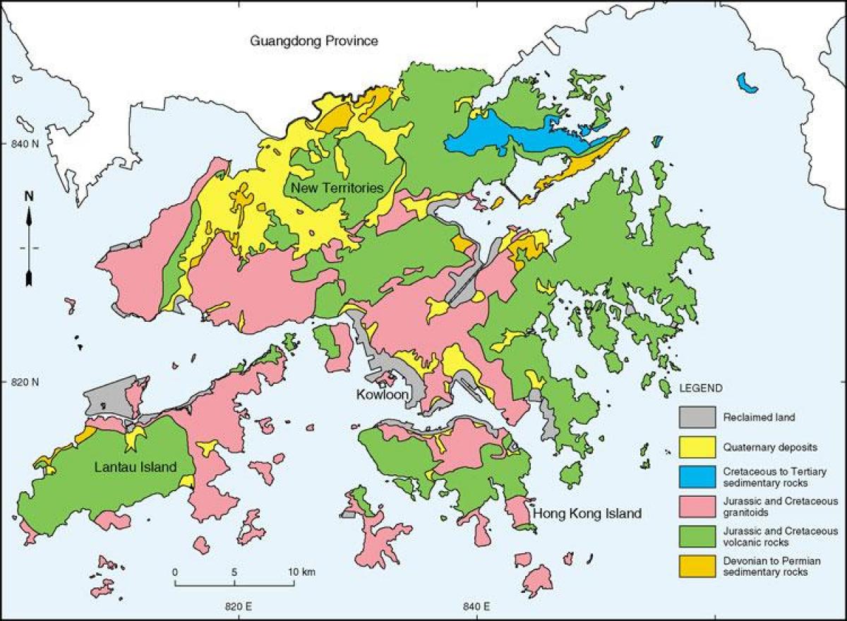 ģeoloģiskā karte Hong Kong