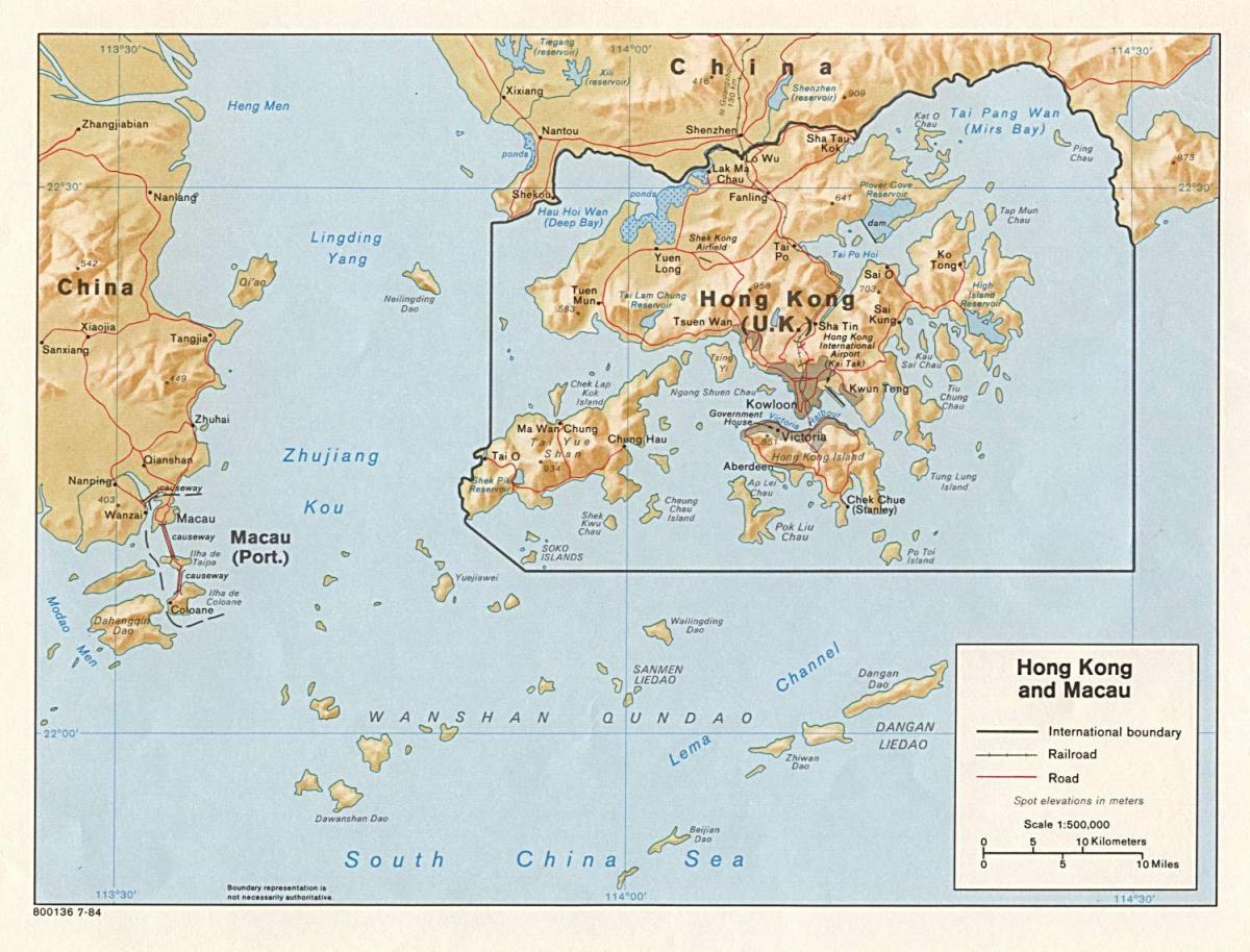 karte Honkonga un Makao