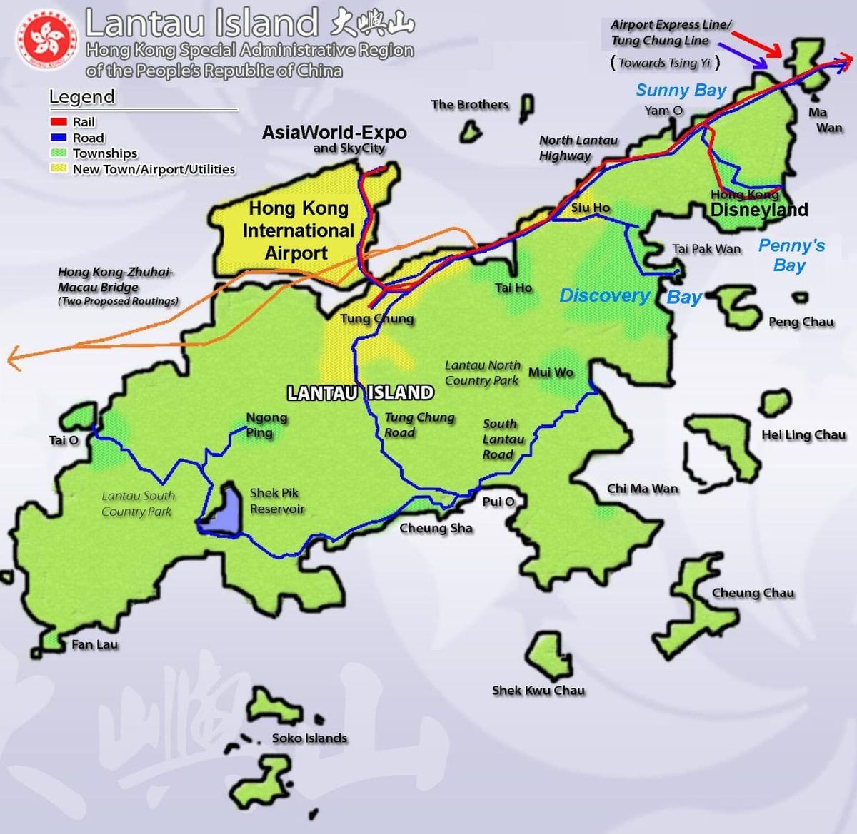 Hong Kong island tūrisma karte