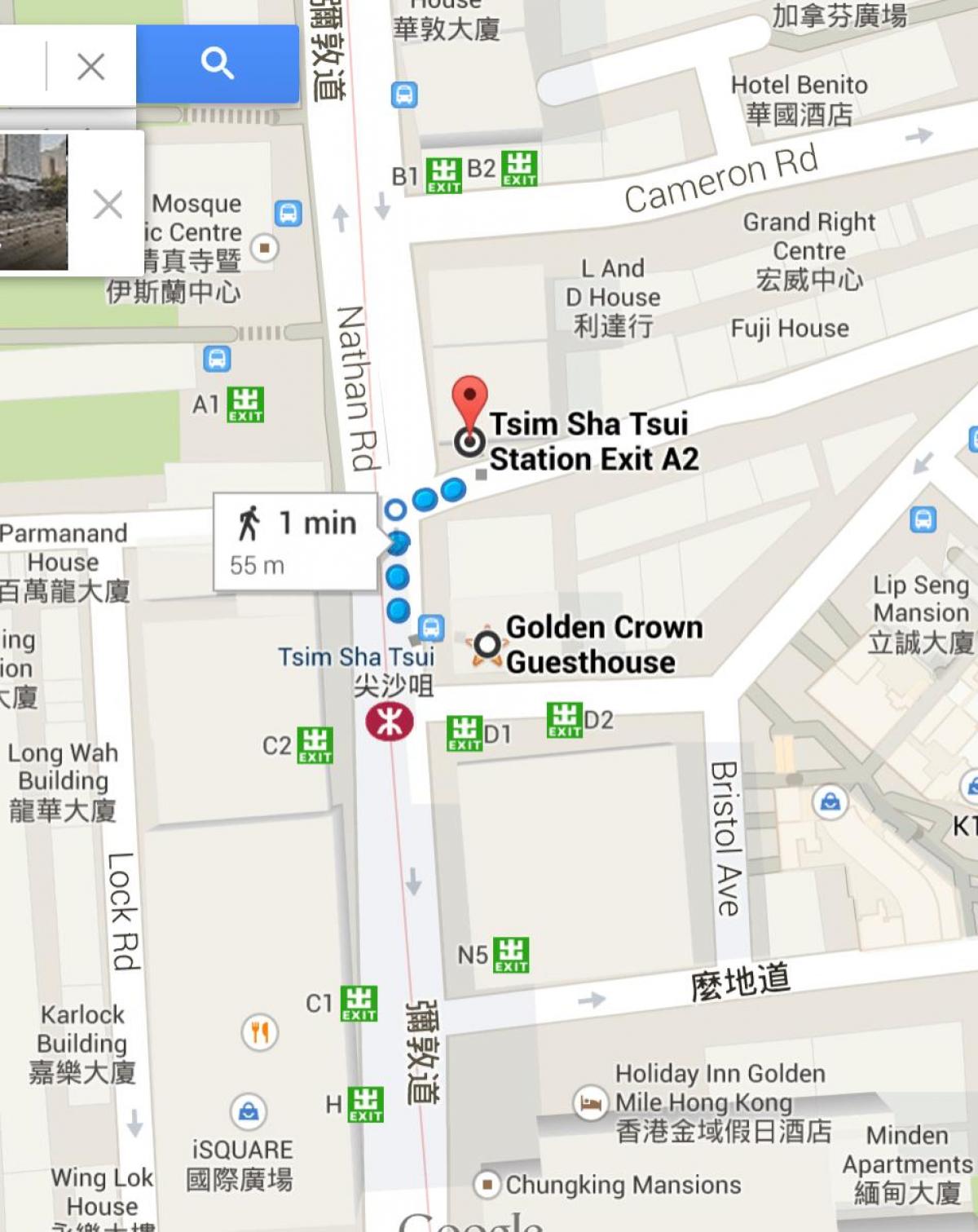 Tsim Sha Tsui MTR stacija map