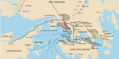 Hong Kong prāmju maršruti kartes