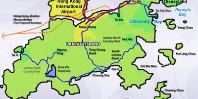 Hong Kong island tūrisma karte